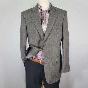Saddlebred Men's Sport‎ Coat Blazer Two Button Soft Herringbone Lambs Wool 40R